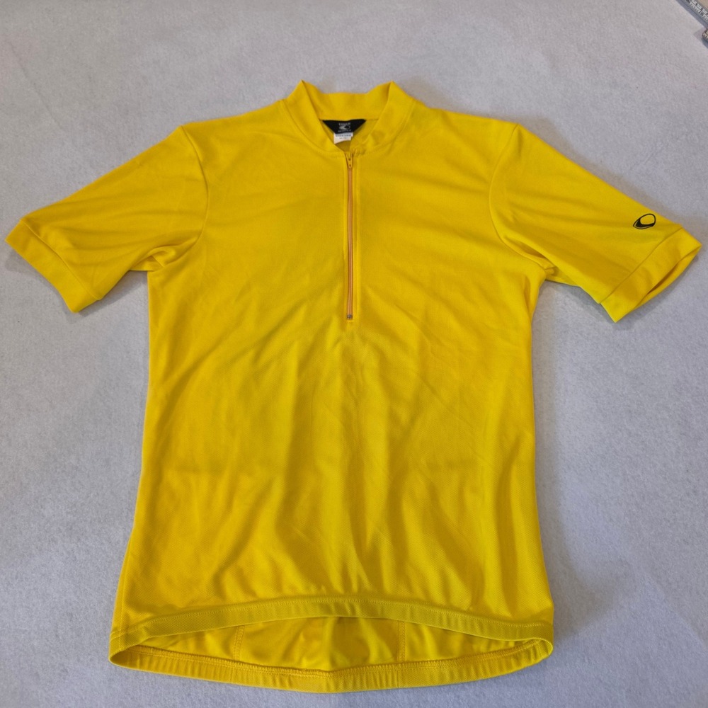 Canari Mens Cycling Jersey Medium Yellow Short Sleeve 1/4 Zip 3-Pocket Road Bike